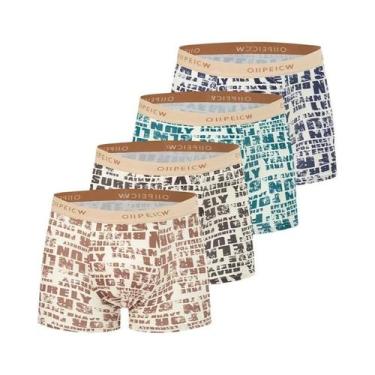 Imagem de Cuecas Boxer Masculinas Estampadas Oversized, Pacote Com 4, Estilo Eur