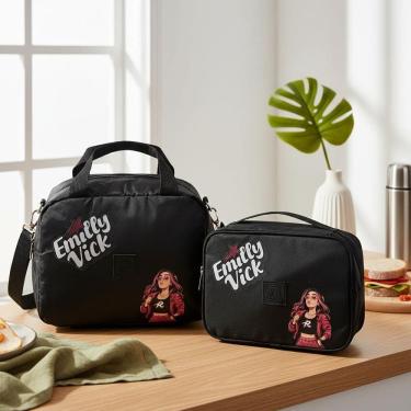 Imagem de Lancheira + Estojo Emilly Vick Infantil Escolar Aula Meninas