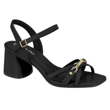 Imagem de Sandália Feminina Beira Rio Salto Bloco Médio Metalizado -, Preto, 36