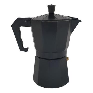 Imagem de Cafeteira de Fogão Moka Italiana De Alumínio até 6 Xícaras, Preto