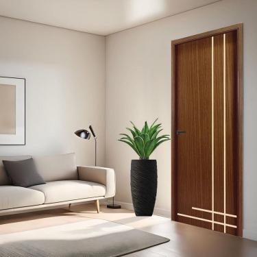 Imagem de Folha de Porta Frisada S/f 2100x800x35 - Cod 5 Gitale Portas Marrom