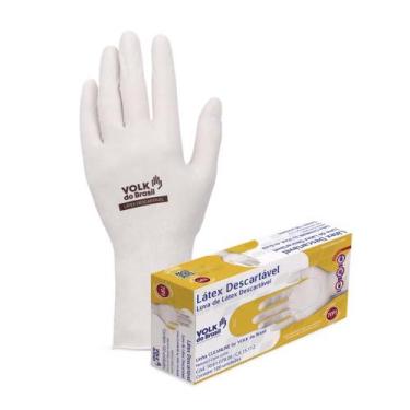 Imagem de Luva Látex Descartável Caixa 100 Unidades Volk, G