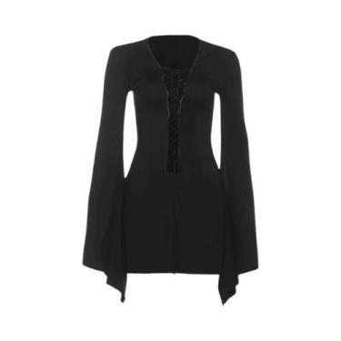 Imagem de Vestido Mini Elegante Feminino Com Decote Baixo SylCue, Design Vazado,