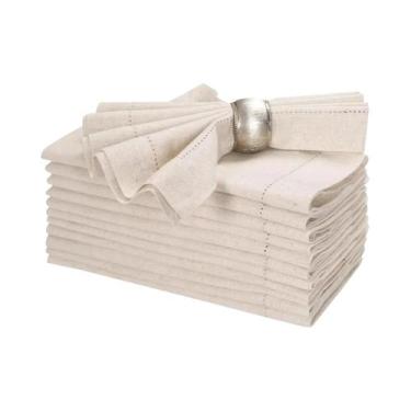 Imagem de Guardanapos Hemstitched Linho Natal, Pano de linho lavável, Jantar Cor