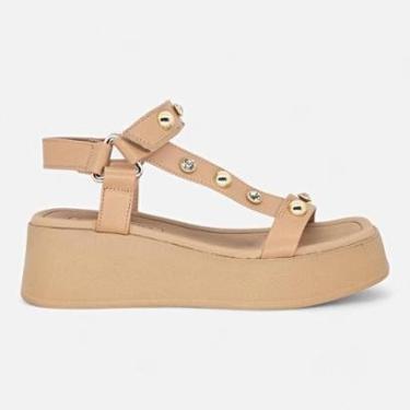 Imagem de Sandalia Beira Rio Conforto Feminina Papete Anabela Pedraria-Feminino