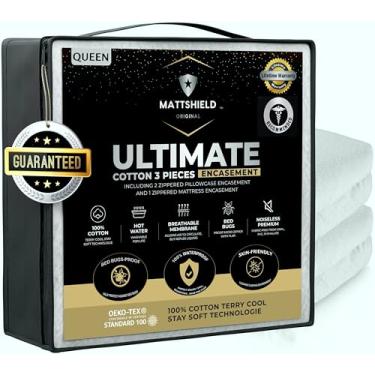 Imagem de MATTSHIELD Ultimate Kit de 3 peças - Capa de colchão à prova de percevejos Queen Size 1...