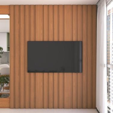 Imagem de Painel Ripado para TV Aliance 100% Mdf Decoração 80 Cm Freijó/Marrom/Cinanomo - Panorama Móveis