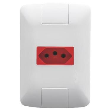 Imagem de Conjunto 4x2 com 1 Tomada 2p+t 20 Amperes 250 Volts Branco E Vermelho 