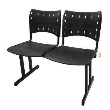 Imagem de Cadeira Iso Pp Rp Longarina 2 Lugares Preta - Mak Decor