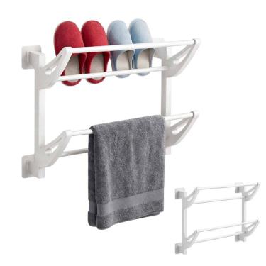 Imagem de Organizador Sandalias Sapatos Toalhas Suporte Ventosa Banheiro Parede Quarto Closet Lavanderia Sala Casa Multiuso