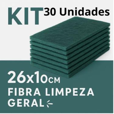Imagem de Kit 30 Unidades Fibra Limpeza Geral Verde 26cm  10cm  Multiuso para Su