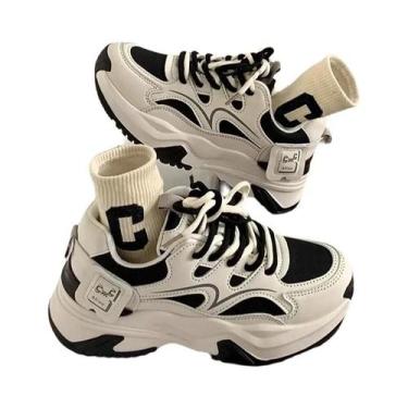 Imagem de Tênis Feminino Plataforma Chunky De Malha 2025 Casual Com Sola Grossa 