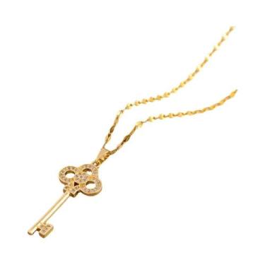 Imagem de Colar Feminino Com Pingente De Cristal Zircônia Banhado a Ouro 18K, Co