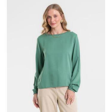Imagem de Blusa Manga Longa Feminina Em Viscose Rovitex Verde, P, Verde