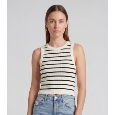 Imagem de Regata Feminina Listrada Em Poliamida Acme Bege, M, Bege