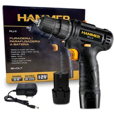Imagem de Parafusadeira Furadeira 3/8 A Bateria 12v Bivolt - Hammer