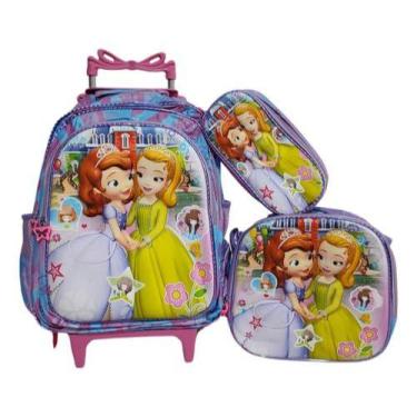 Imagem de Kit Escolar Infantil Temático com Mochila de Rodinhas 3D  3 Peças - Ge