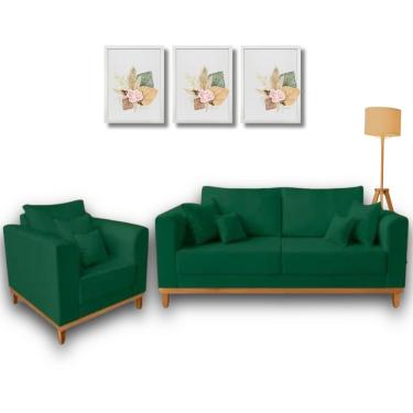 Imagem de  Conjunto de Sofá Beny, 2 Peças, 1 Sofá 1,80m e 1 Poltrona, Tecido Linho.
