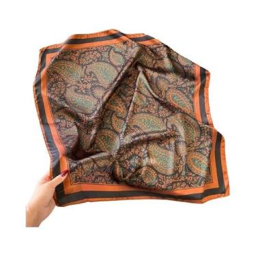 Imagem de Lenço Quadrado De Seda Vintage Luxuoso Multicolorido Com Estampa Paisl
