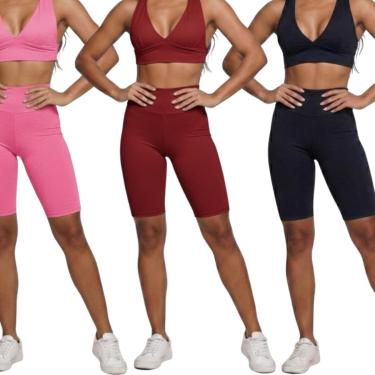 Imagem de KIT 3 Bermudão Suplex Liso Vekyo Roupa para Academia Treino Moda Fitness Musculação-Fem...