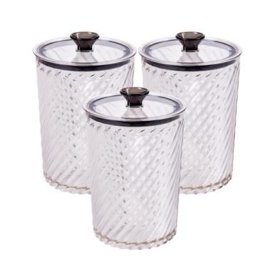 Imagem de Kit 3 Potes Herméticos Twist Porta Mantimentos Tempero 500ml - Plasuti
