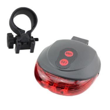 Imagem de Lanterna Traseira para Bicicleta com Led e Laser Faixa de Segurança 5 Modos Impermeável Preto Yeet
