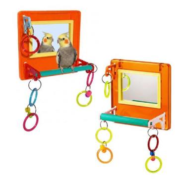 Imagem de 2 Brinquedo Multiplay Diversão c/ Poleiro e Espelho Bird Toy Playgroun