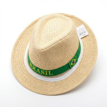 Imagem de 12UN Chapéu Malandrinho Palha Brasil Bege Festa Junina Aba - Senhor Pr