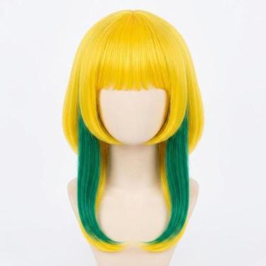 Imagem de Peruca Lisa Longa Repicada Brasil Amarelo Verde Festa - Senhor Preço