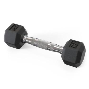 Imagem de Dumbbell Sextavado 2kg D1FITNESS Emborrachado Preto e Prata