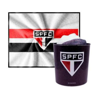 Imagem de Kit Cobertor Manta Solteiro com Balde Pipoca São Paulo Zona Criativa T