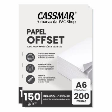 Imagem de Papel Offset 150g A6 105X148mm Cor Branco 200fls - Cassmar