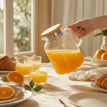 Imagem de Jarra de Suco Vidro Borossilicato Tampa Bambu 1,8l Twinkle - Fracalanz