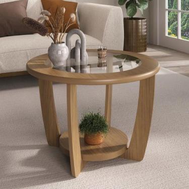 Imagem de Mesa de Centro com Vidro Temperado Curve Marrom 100% MDF - Artely