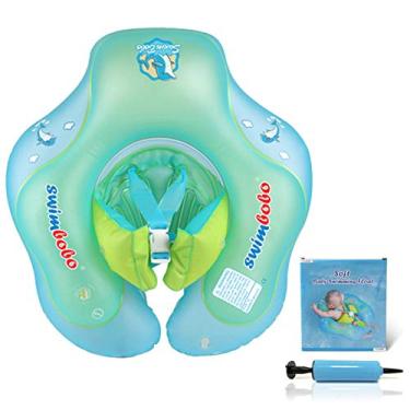 Imagem de Mona43Henry Anel flutuante inflável para bebês com cintura para crianças, boia inflável, piscina, acessórios para piscina, para idades 3 a 36 meses, azul estável
