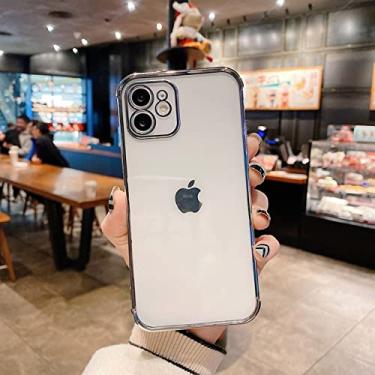 Imagem de Capa quadrada de luxo com chapeamento Bling para iPhone 12 11 13 Pro Max 12Mini Capa transparente TPU Airbag para iPhone Xr X Xs 7 8 Plus, prata, para iPhone 7Plus