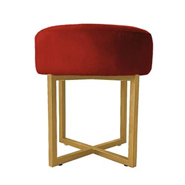 Imagem de Puff Decorativo Madrid Luxo Dourado Assento Suede Bordô - Folk Móveis