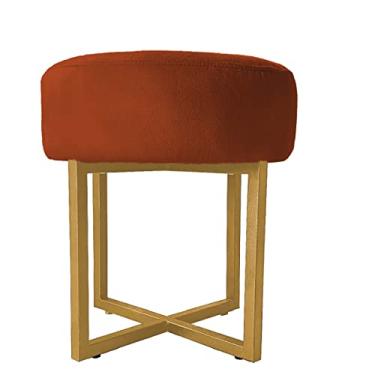 Imagem de Puff Decorativo Madrid Luxo Dourado Assento Suede Telha - Folk Móveis
