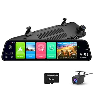 Imagem de XRC TECH Câmera veicular retrovisor 4G espelhada com tela sensível ao toque IPS de 12 polegadas FHD 1080p com Android 8.1 WiFi GPS Navi Bluetooth Music Backup Câmera de monitoramento remoto de lente dupla