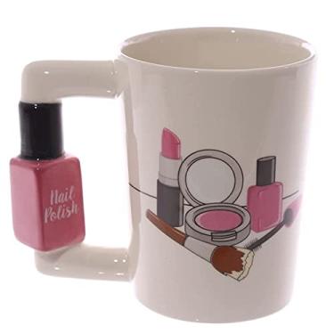 Imagem de Canecas de cerâmica criativas para meninas, kit de beleza, esmalte de unha, alça de chá, caneca de café, canecas personalizadas para presente feminino