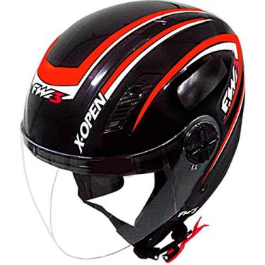 Imagem de Capacete FW3 X OPEN PRETO COM VERMELHO 58 COM VISEIRA CRISTAL