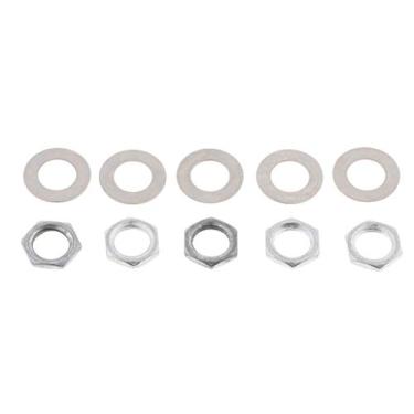 Imagem de simhoa 5 peças/conjunto de porcas de soquete de ferro com arruelas para guitarra elétrica - prata, 8 mm