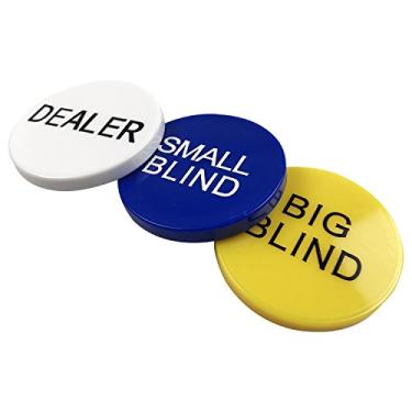Imagem de Yuanhe Botão de Dealer Casino Craps - Conjunto de 3 pôquer profissional Texas Holdem, botões de revendedor de 5 cm, ótimo para pôquer, Texas Hold 'em e jogos de cartas