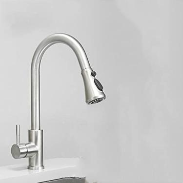 Imagem de Torneira de pia de cozinha removível preta montada no convés Stream cozinha misturador torneira banheiro cozinha quente frio torneira, escovado C, 1