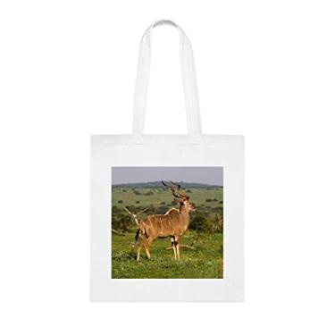 Imagem de Kudu, sacola Kudu, presente tote Kudu, bolsa de ombro Kudu, bolsas reutilizáveis Kudu, ideia de presente de cesta de Natal de aniversário, presente para ela, presente para ele, bolsa feminina, Branco