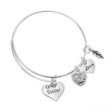 Imagem de Infinity Collection Pulseira feminina com pingente de irmã - joia para irmã - presente para irmãs grandes, médias e pequenas