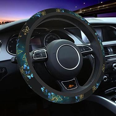 Imagem de Capas de volante lindas borboletas, acessórios automotivos antiderrapantes universais de 38 cm, protetor de volante macio para homens e mulheres