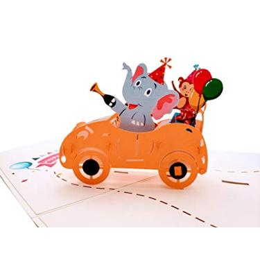 Imagem de iGifts And Cards Cartão de aniversário pop-up de animais fofos – Cartão de feliz aniversário para crianças, divertido, incrível, celebração, festa, melhores desejos, balões