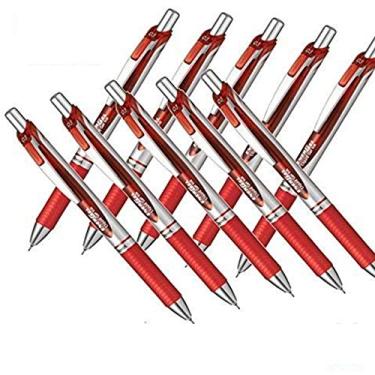 Imagem de Pentel New EnerGel Deluxe RTX caneta retrátil de gel líquido, ponta ultra micro ponta 0,3 mm, linha fina, ponta de agulha, caixa japonesa de tinta vermelha de 10