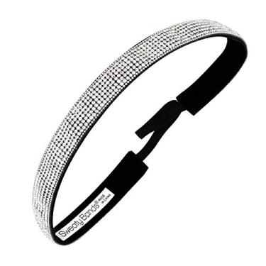 Imagem de Faixa de cabeça feminina para meninas da Sweaty Bands – Faixa de cabelo cintilante com forro de veludo antiderrapante – Bling It Girl's Best Friend Silver 1,58 cm
